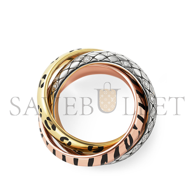 CARTIER LACQUERED GOLD AND SEMI-PAVÉD DIAMOND TRINITY RING CRB4241700